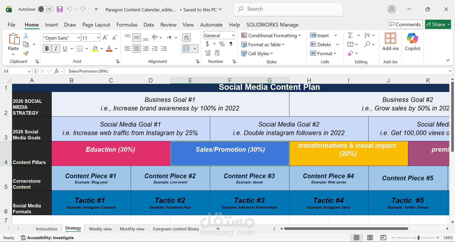 اعداد content Calendar
