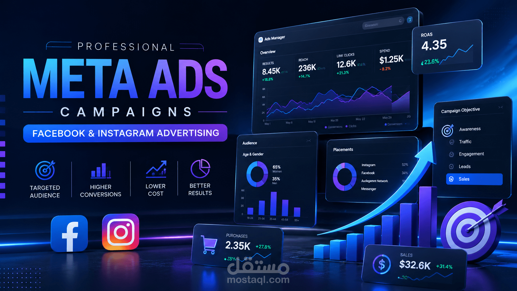 إنشاء وإدارة حملة إعلانية احترافية على فيسبوك وإنستجرام Meta