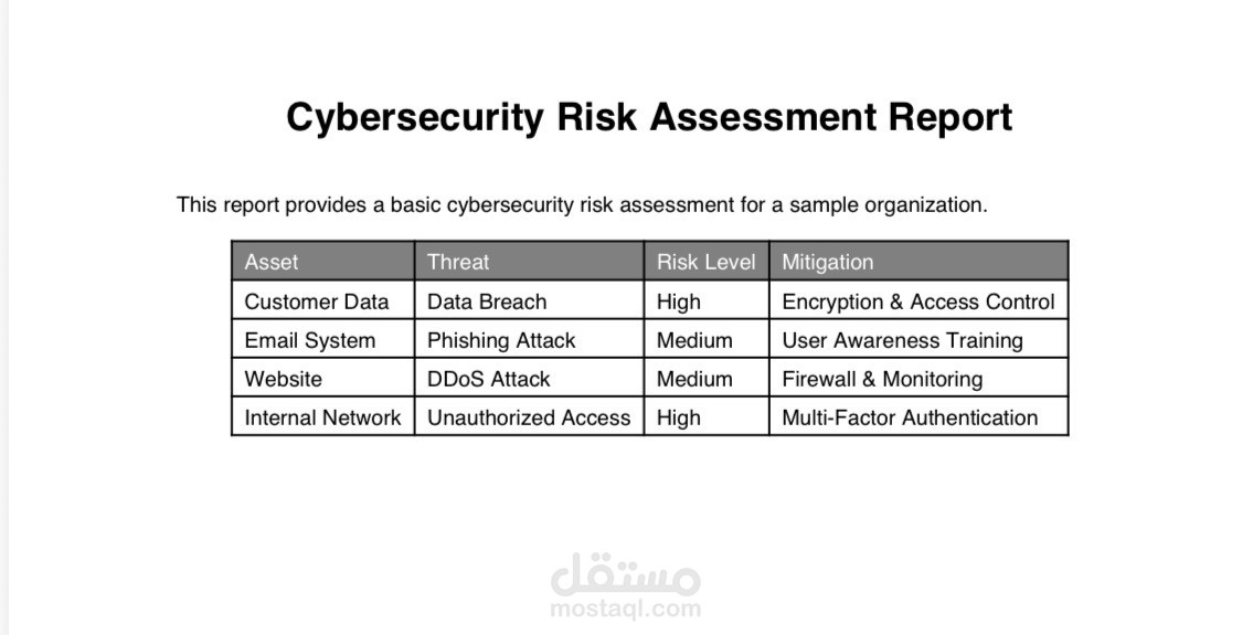 Cybersecurity Risk Assessment Report