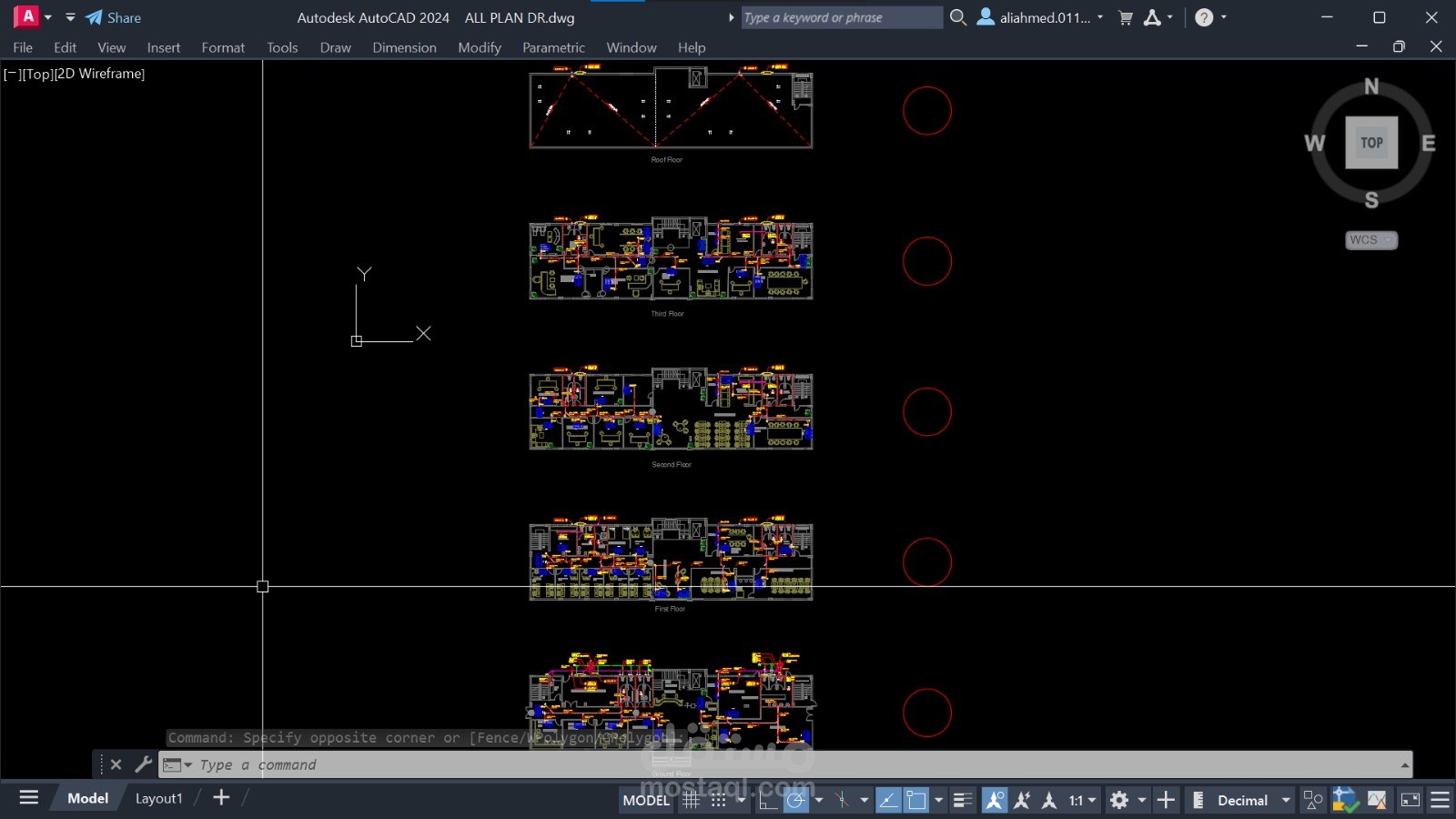 عمل بلان صرف كامل لمبني مكون من أربع أدوار