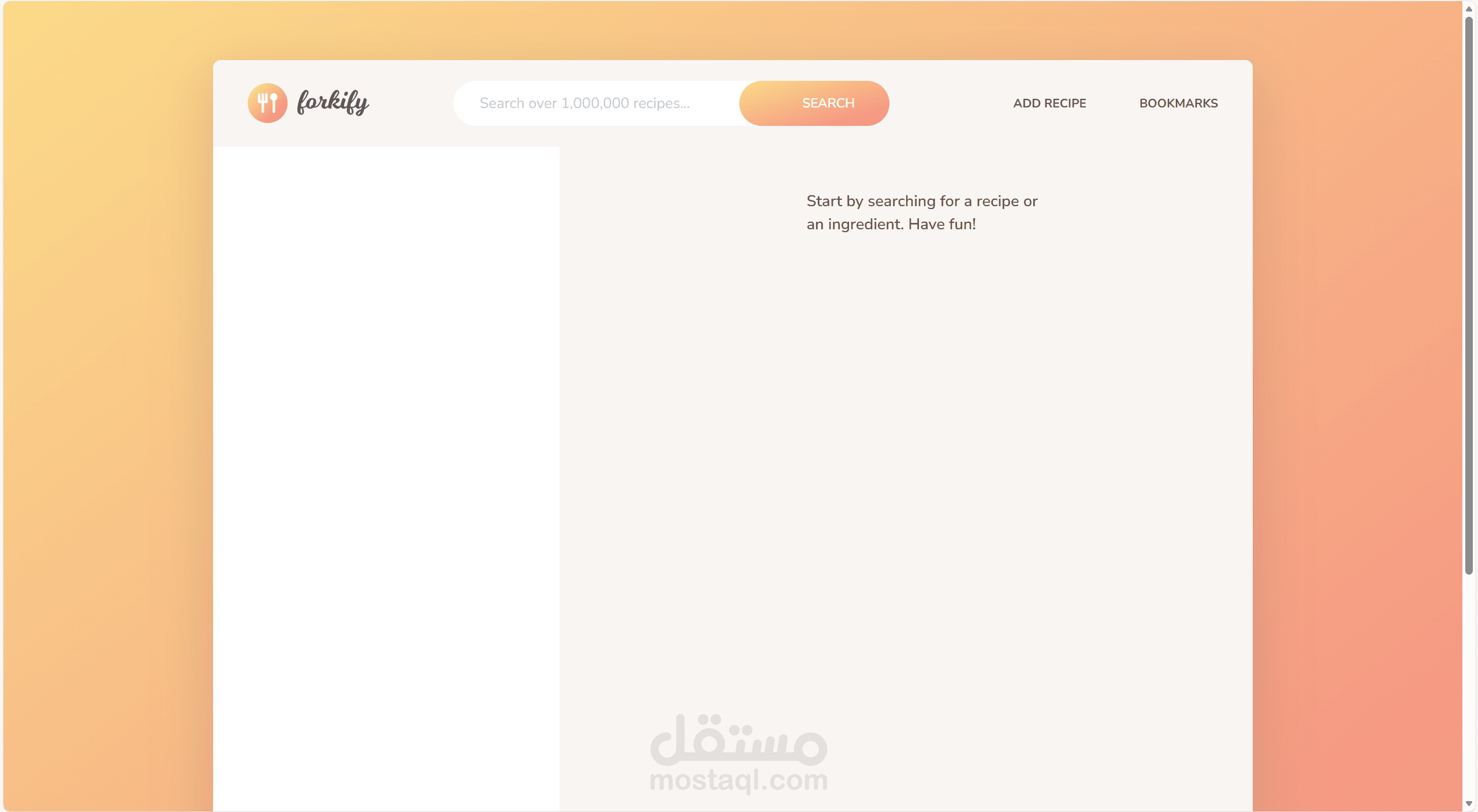 تطبيق ويب للبحث عن وصفات الطعام