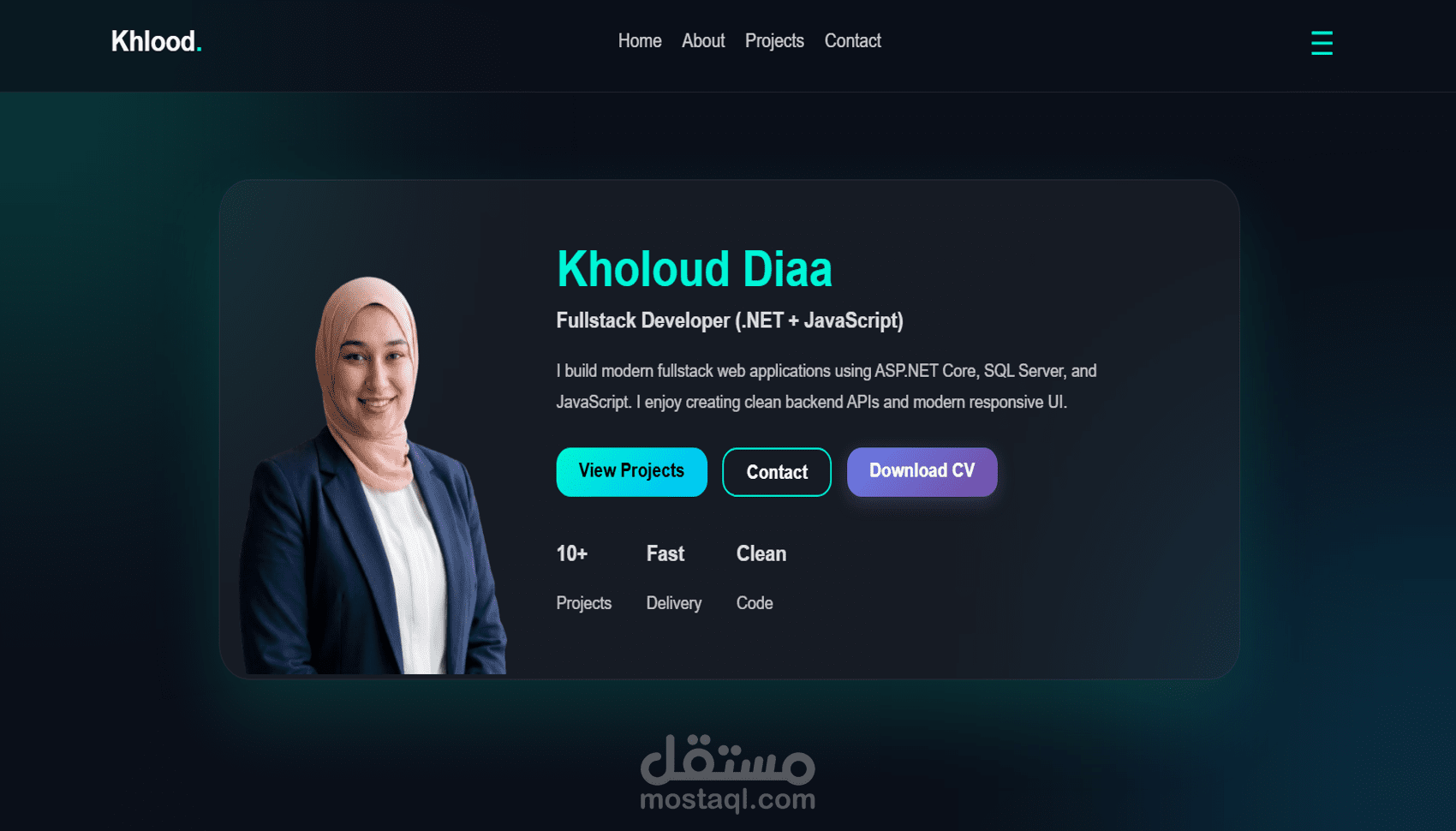 تصميم وتطوير موقع بورتفوليو احترافي لمطور Full-Stack