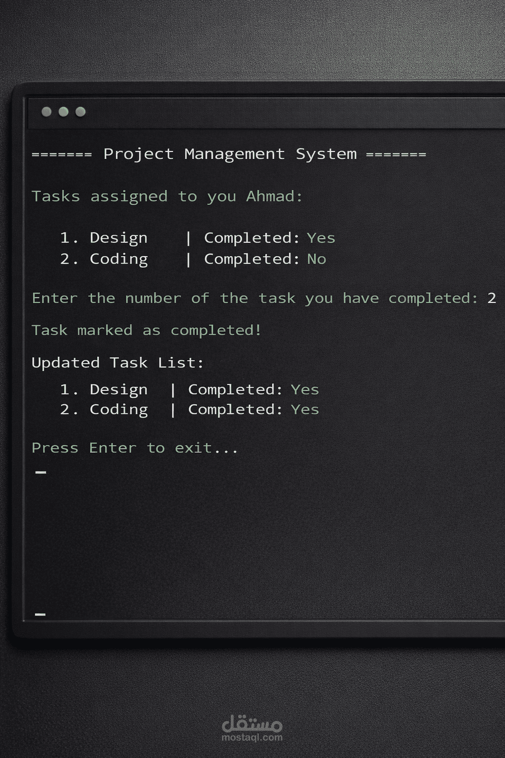 Project Management System – Java OOP Console Application