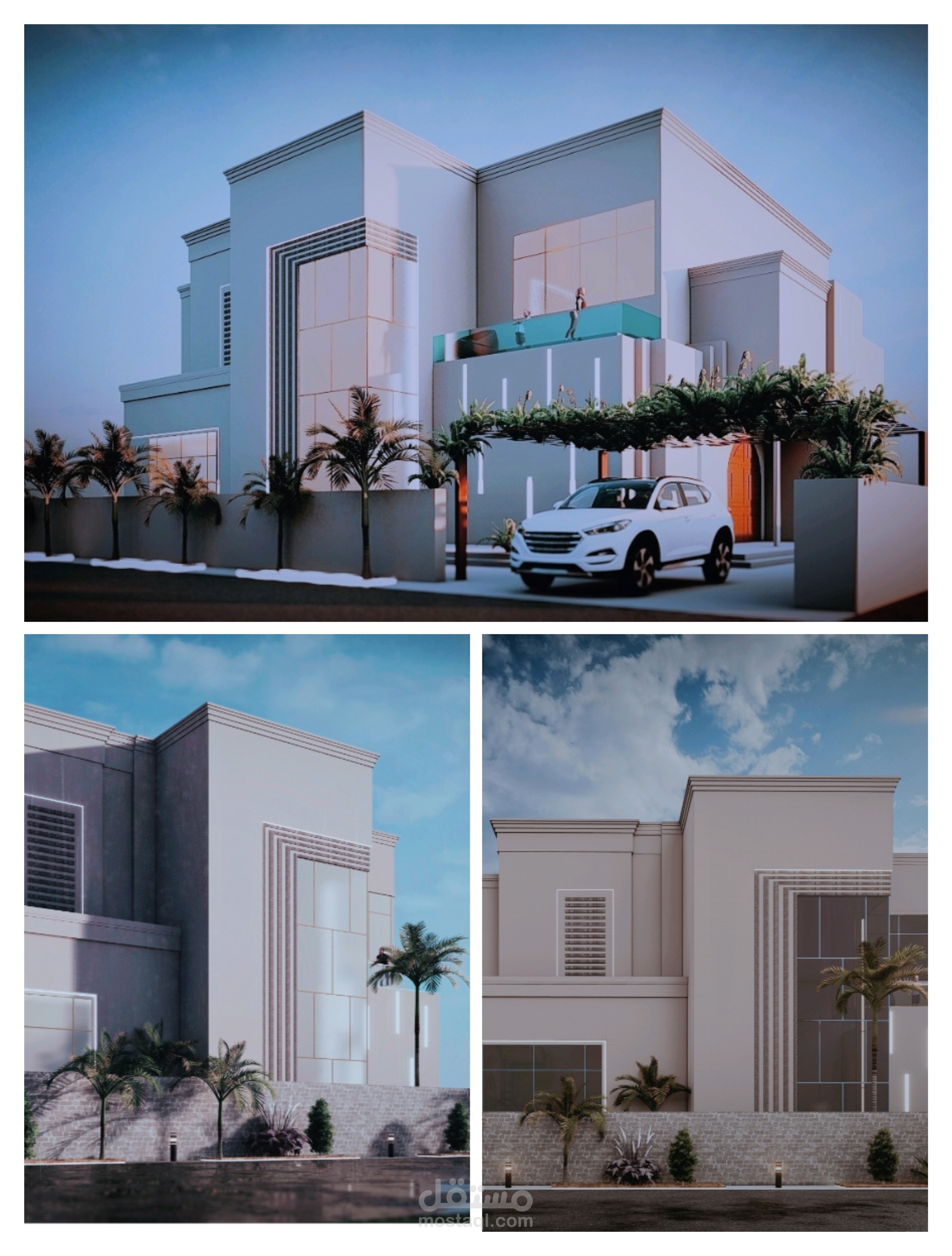 تصميم واجهة فيلا سكنية مدرين