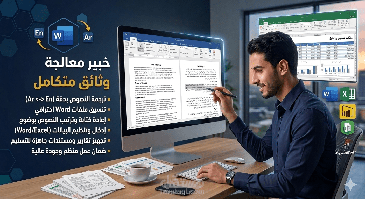 تنسيق احترافي لملفات Word وPDF و Excel مع ترجمة النصوص بدقة