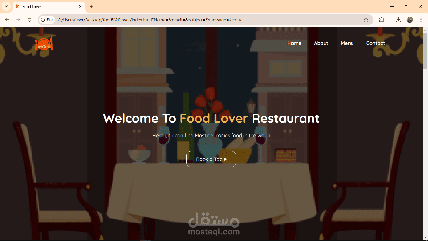 Restaurant Landing Page – Food Lover