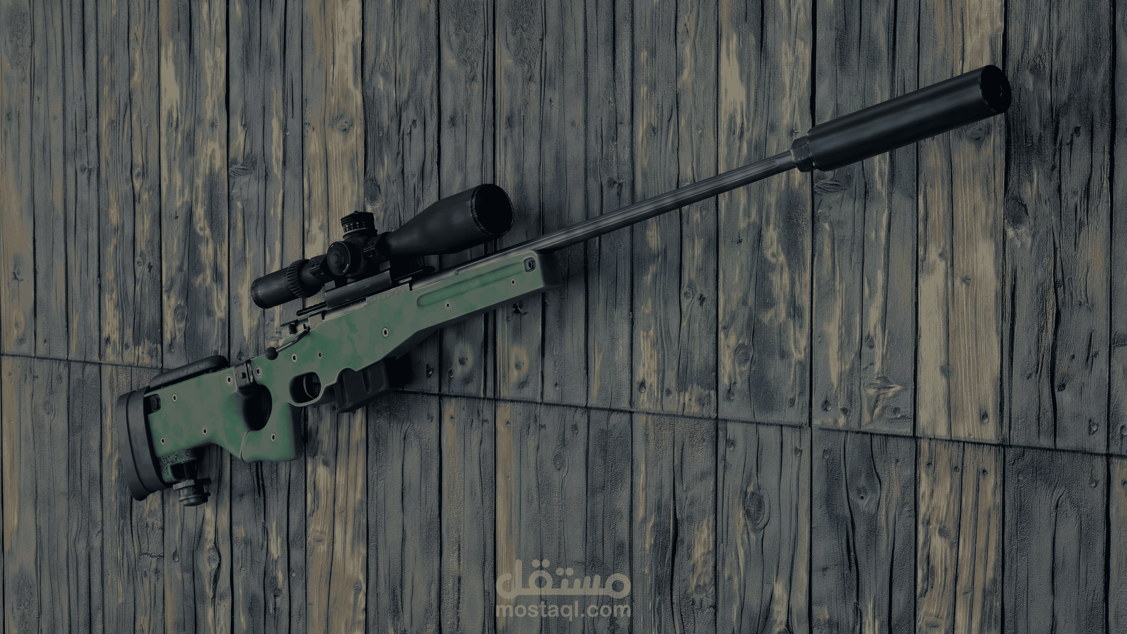 تصميم ونمذجة ثلاثية الأبعاد لبندقية القنص (AWM Sniper Rifle)