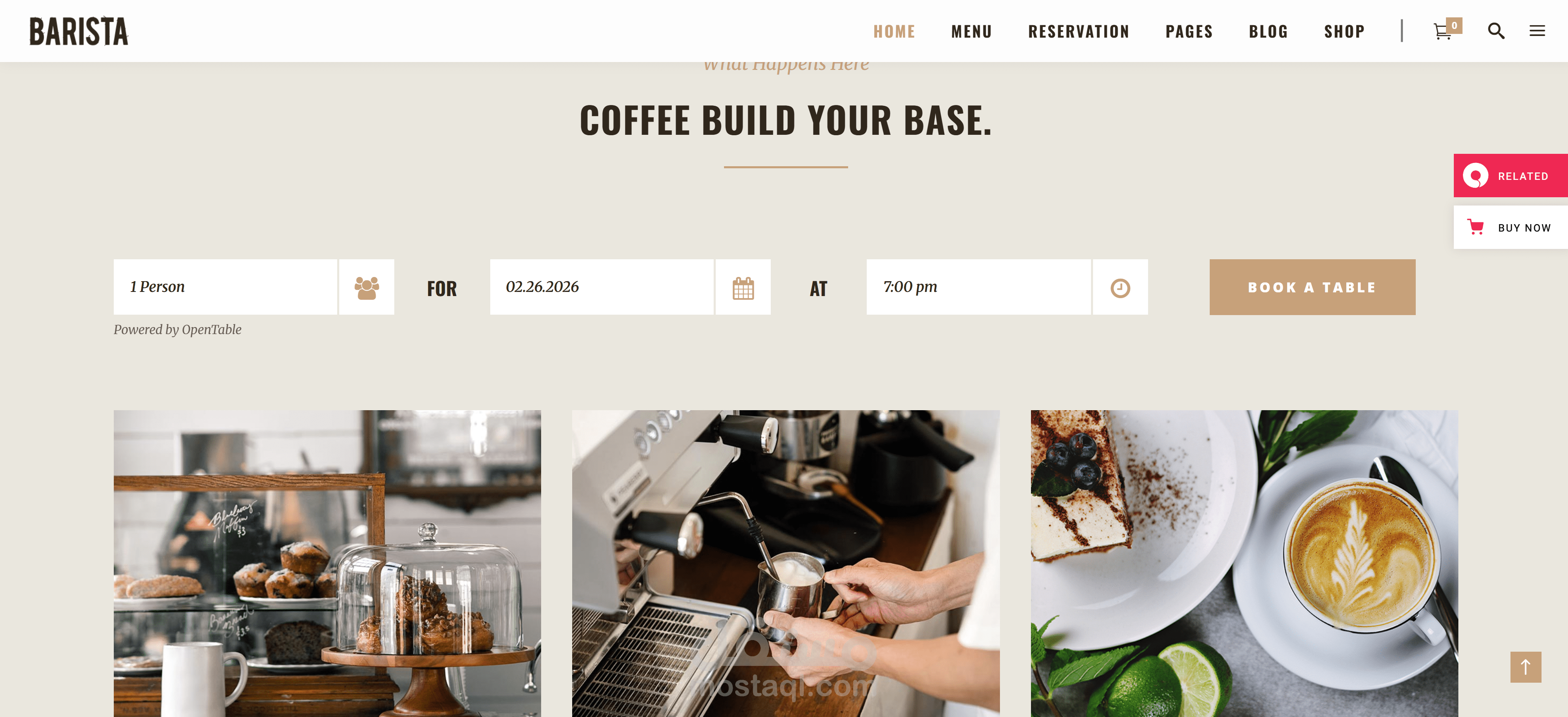 barista coffee shop website