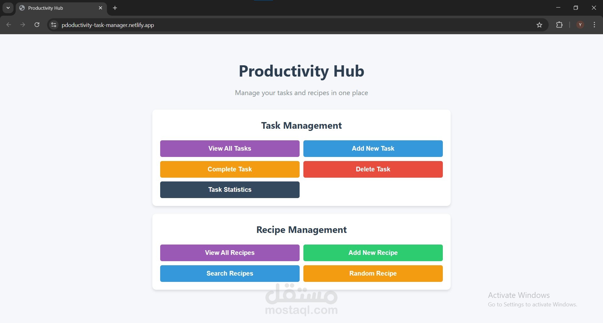 Productivity Hub - منصة أدوات لتنظيم الوقت وزيادة الإنتاجية