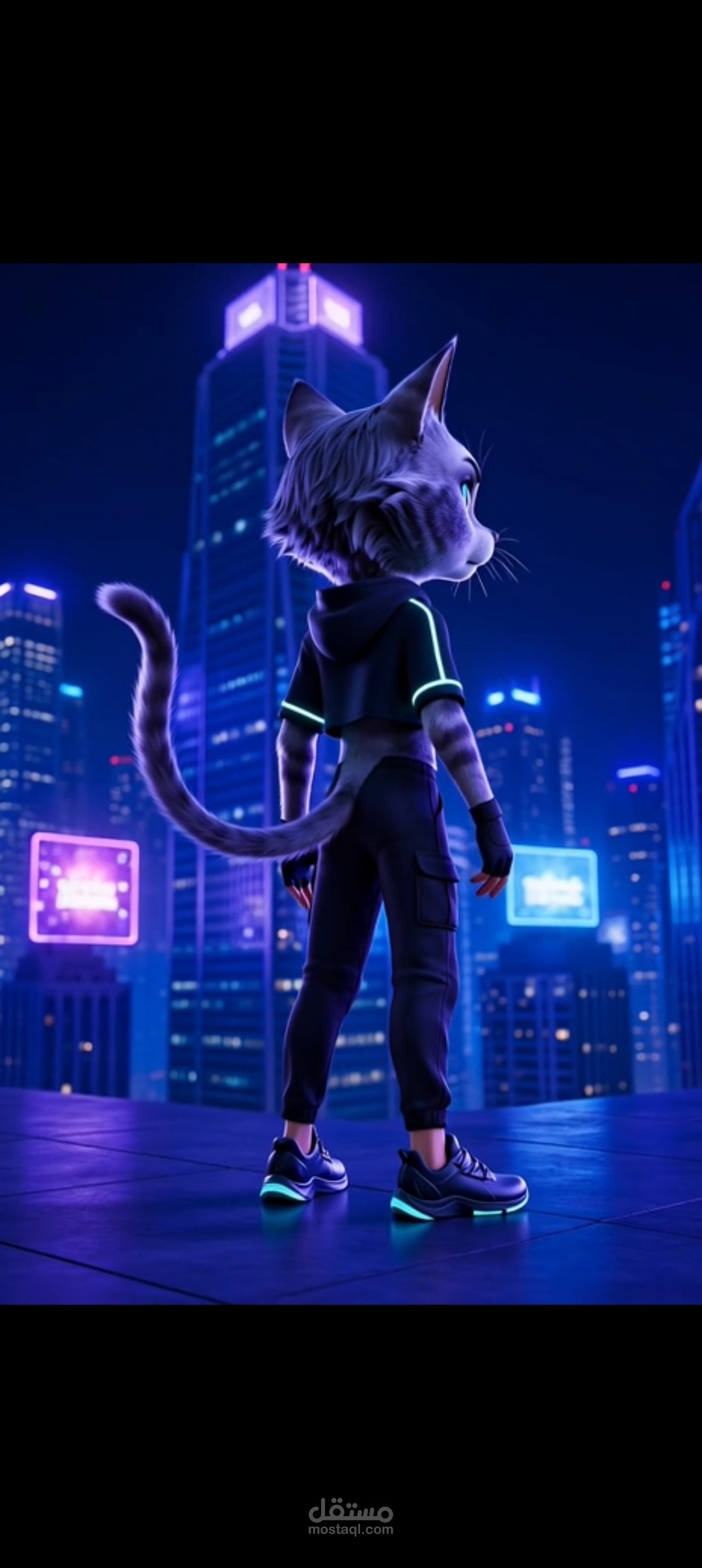 فيديو سينمائي قصير بنمط النيون والـ 3D.