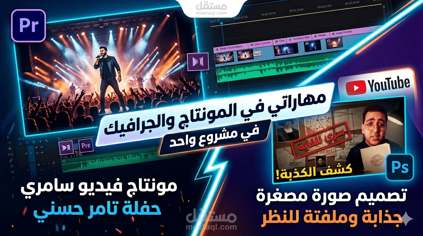 عمل متعدد المهارات: مونتاج فيديو سامري وتصميم صورة مصغرة لليوتيوب