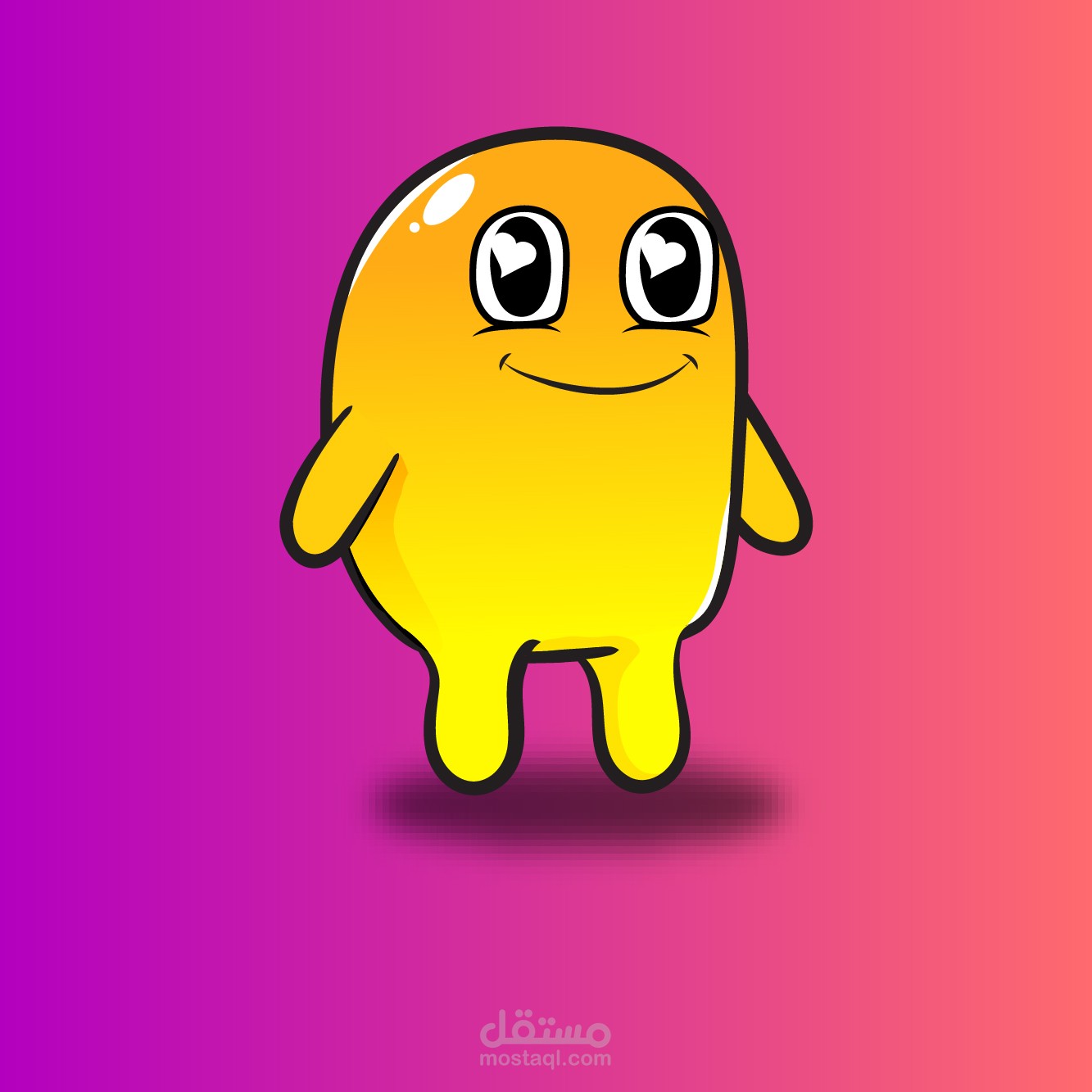 كائن أيقوني مبتسم بعيون القلب