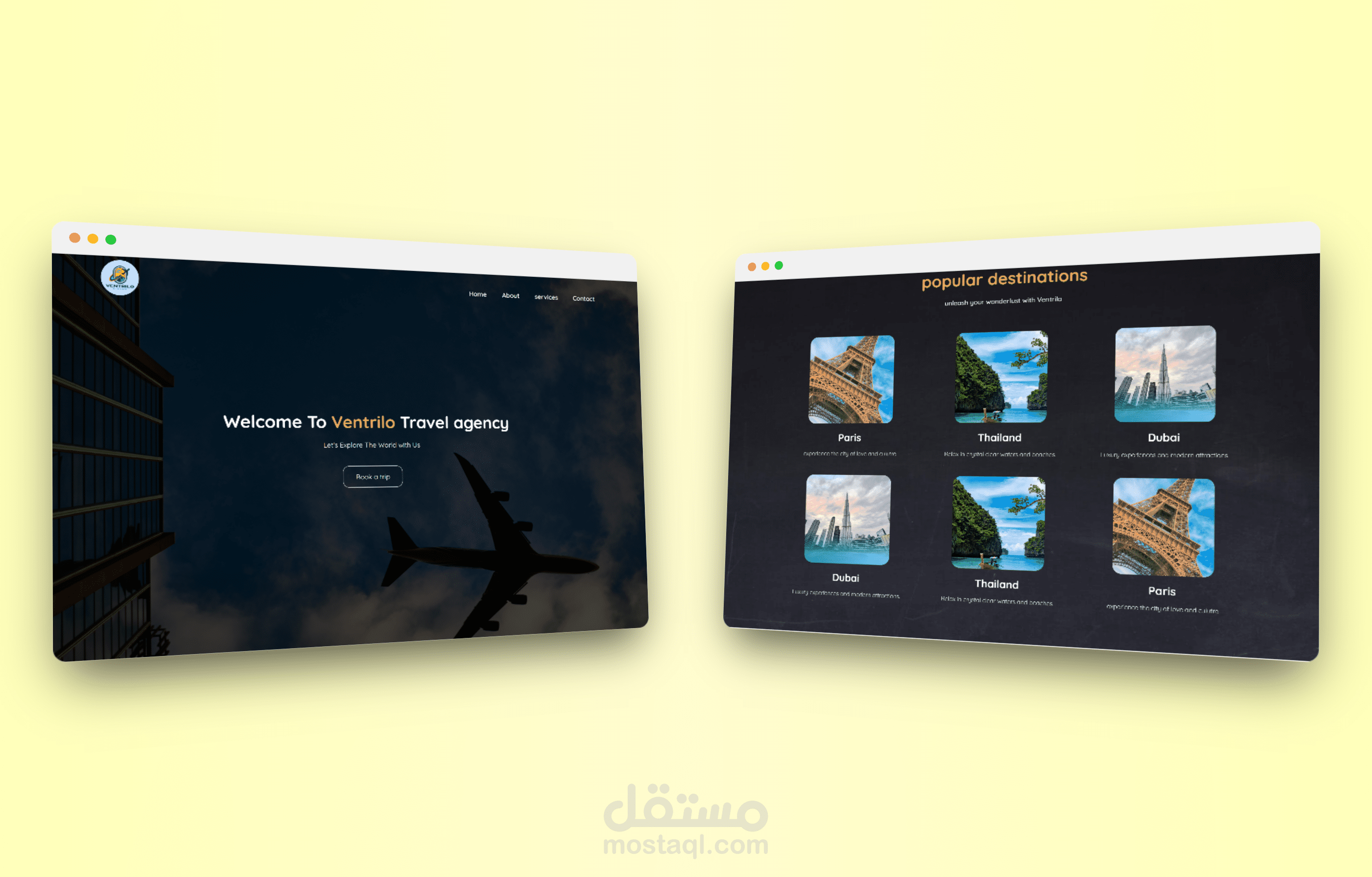 Travel agency landing page