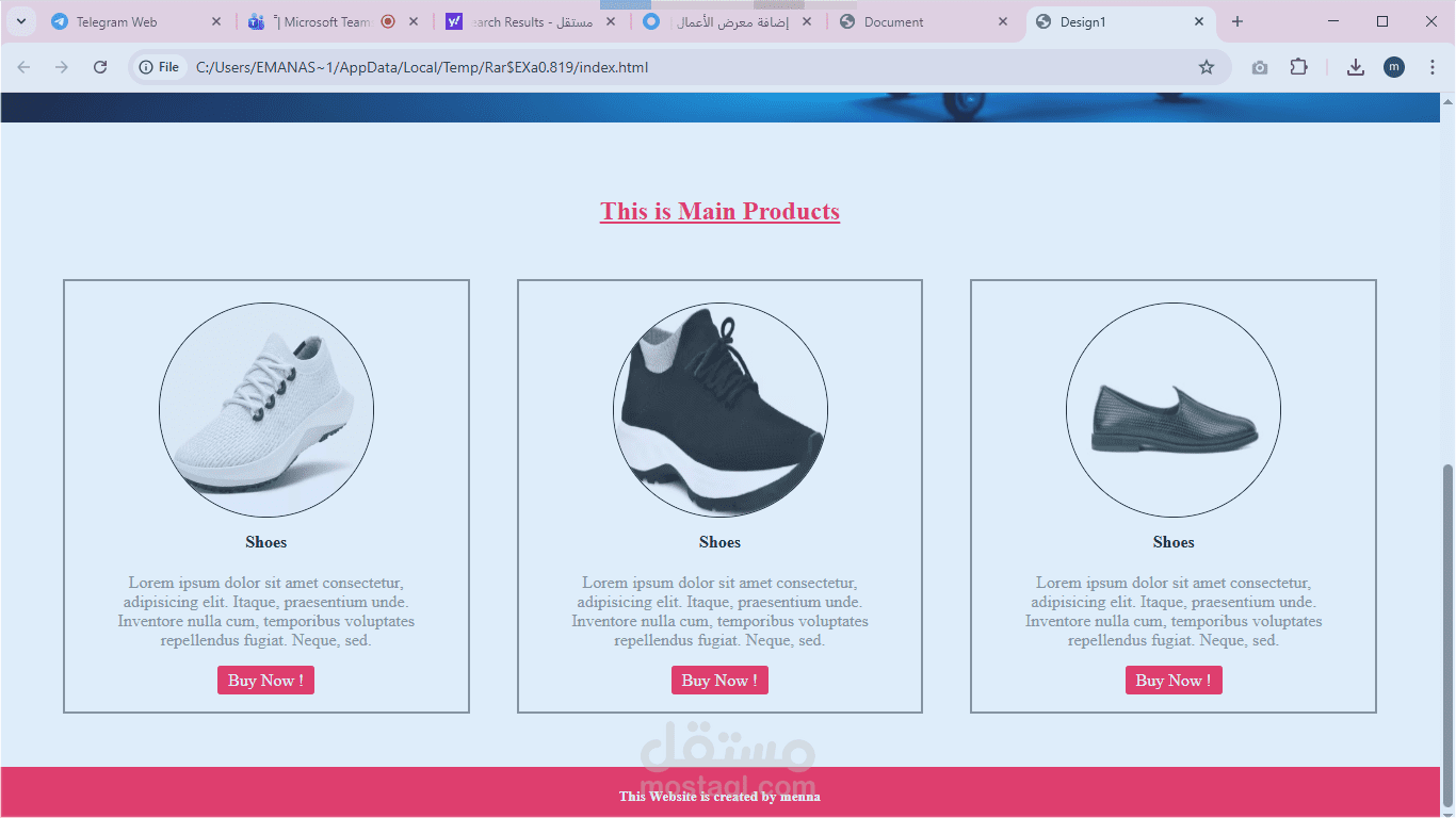 تصميم موقع الكتروني للتسوق باستخدام HTML و CSS