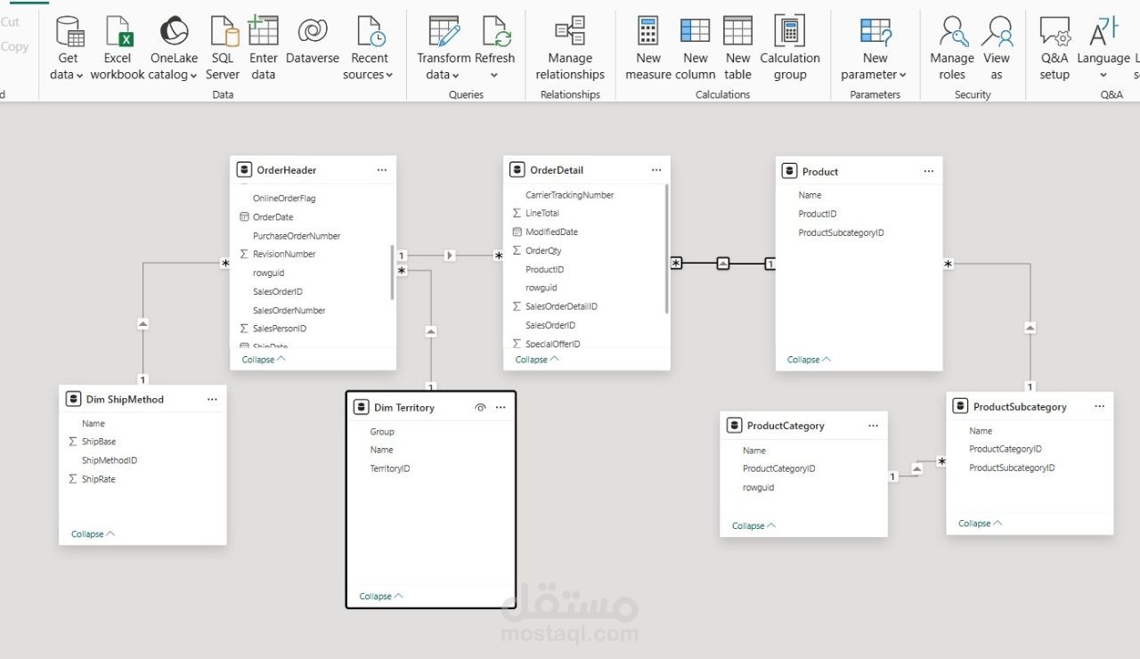 تصميم نموذج بيانات (Data Model) احترافي لشركة مبيعات باستخدام Power BI