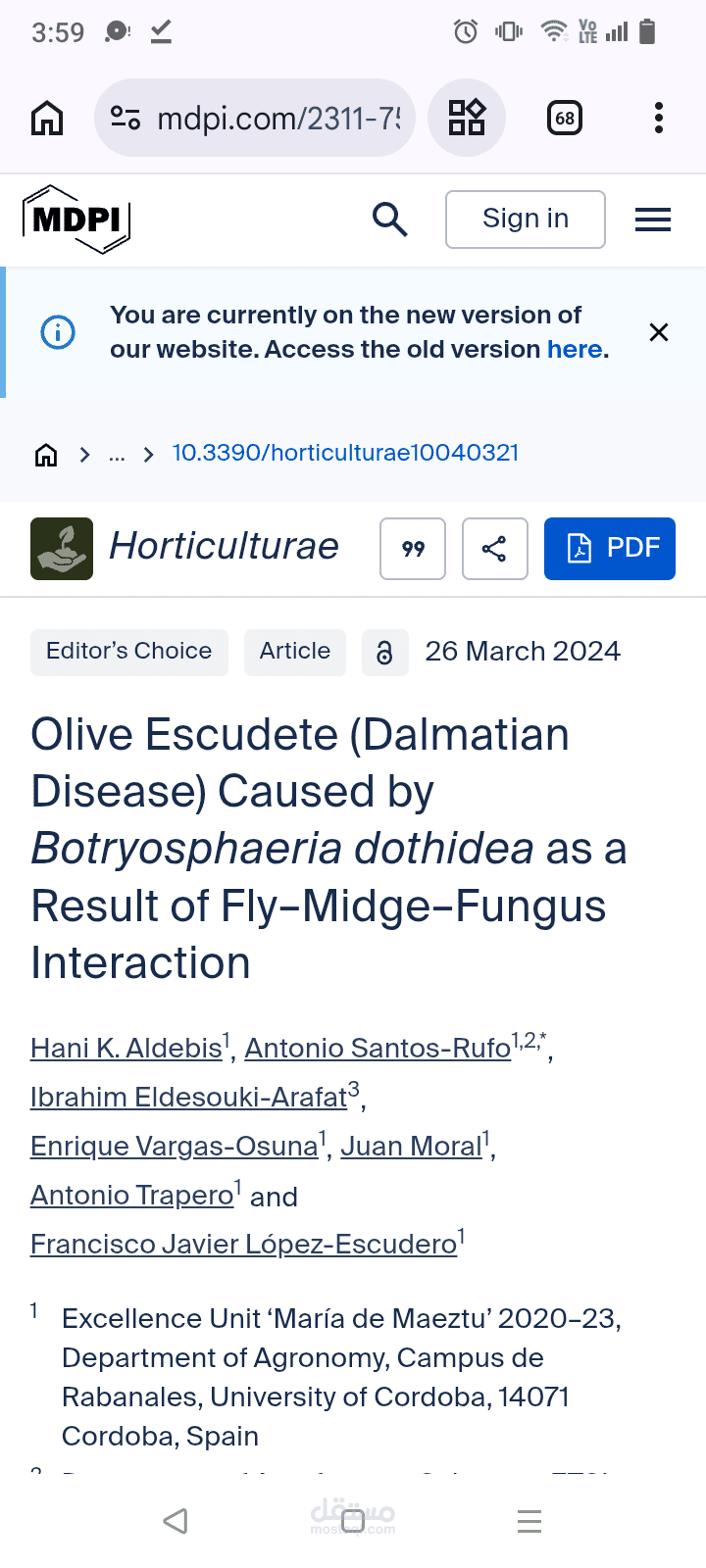Olive Escudete (Dalmatian Disease) Caused by Botryosphaeria dothidea as a Result of Fly–Midge–Fungus Interaction
