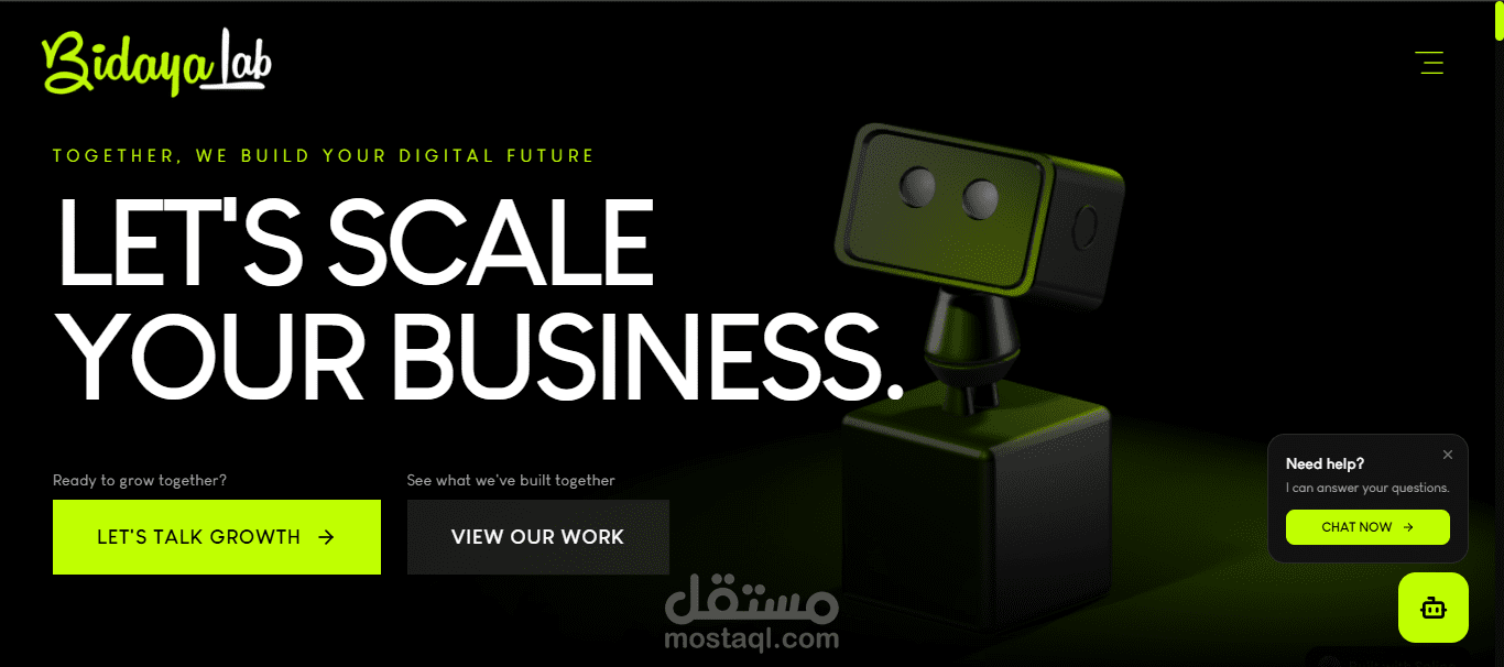 BidayaLab — موقع وكالة رقمية متخصصة في AI والويب