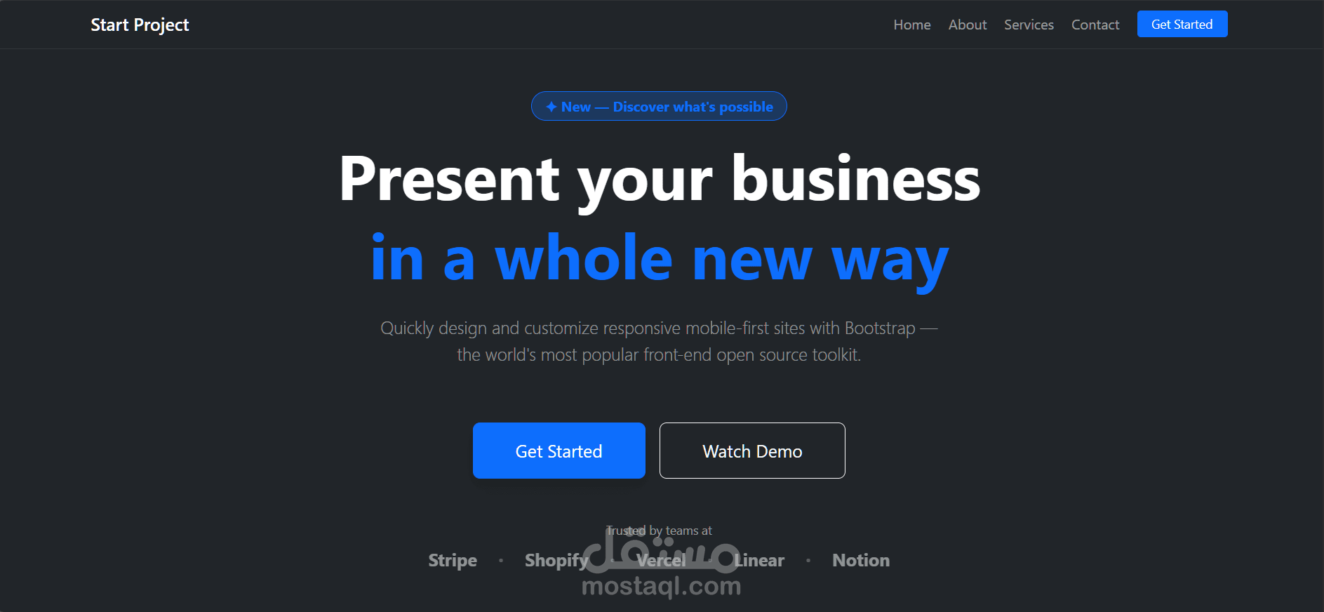 modern business landing page built with Bootstrap
