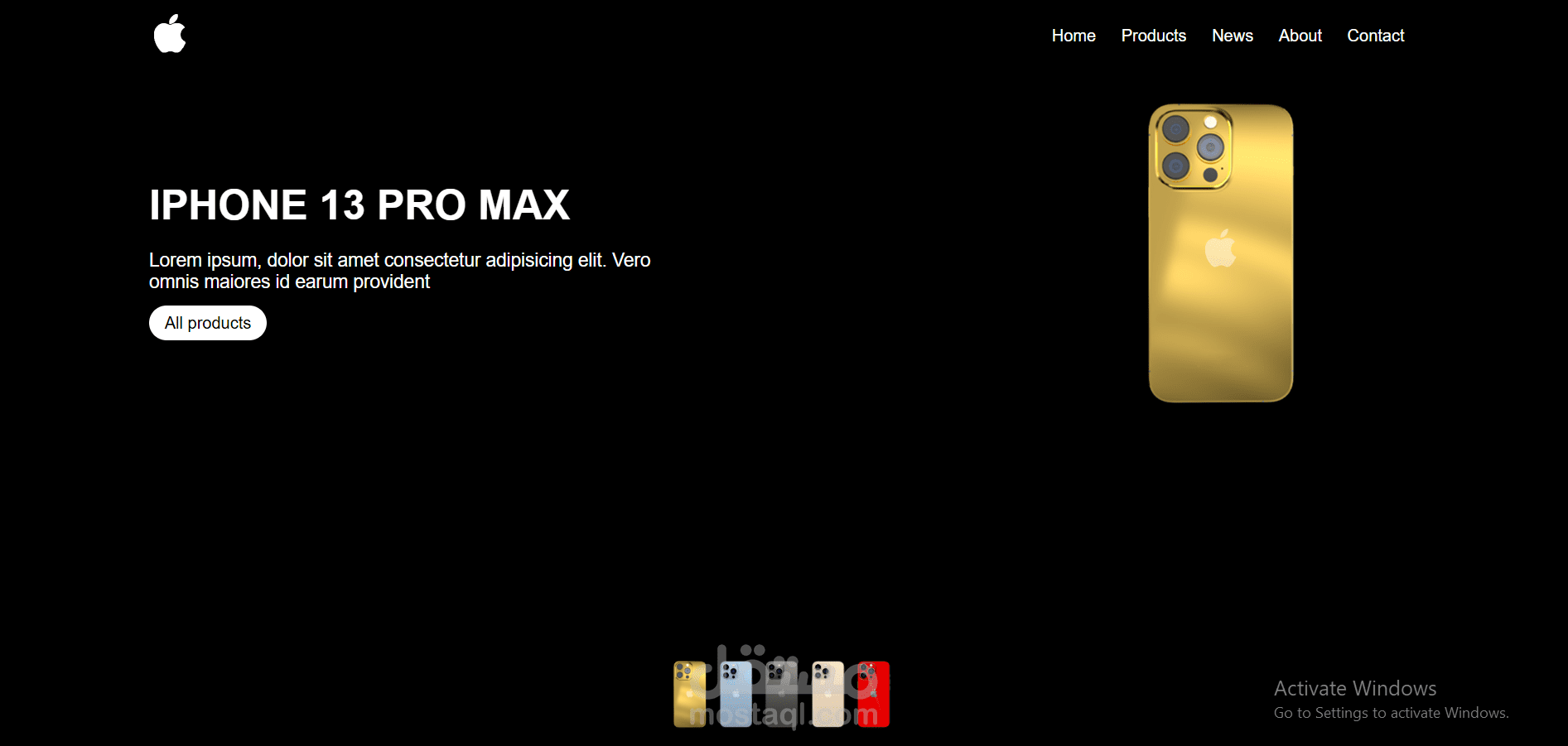 صفحة هبوط إبداعية (Landing Page) تفاعلية لمنتجات Apple