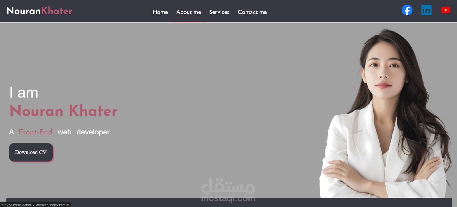 قالب بورتفوليو شخصي – واجهة أمامية لمطور Front-End بتصميم احترافي