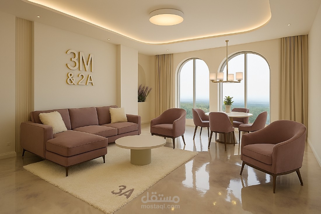 تنسيق لوني "نود ولوكجري" لغرفة معيشة بلمسات كلاسيكية عصرية