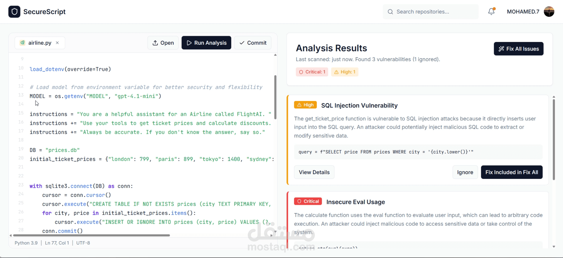 SecureScript - AI-Powered Security Analysis Tool