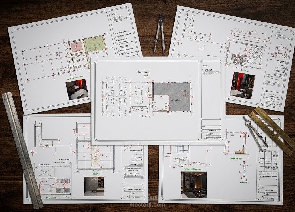 مشروع معرض إطارات سيارات - مخططات تنفيذية (Shop Drawings)
