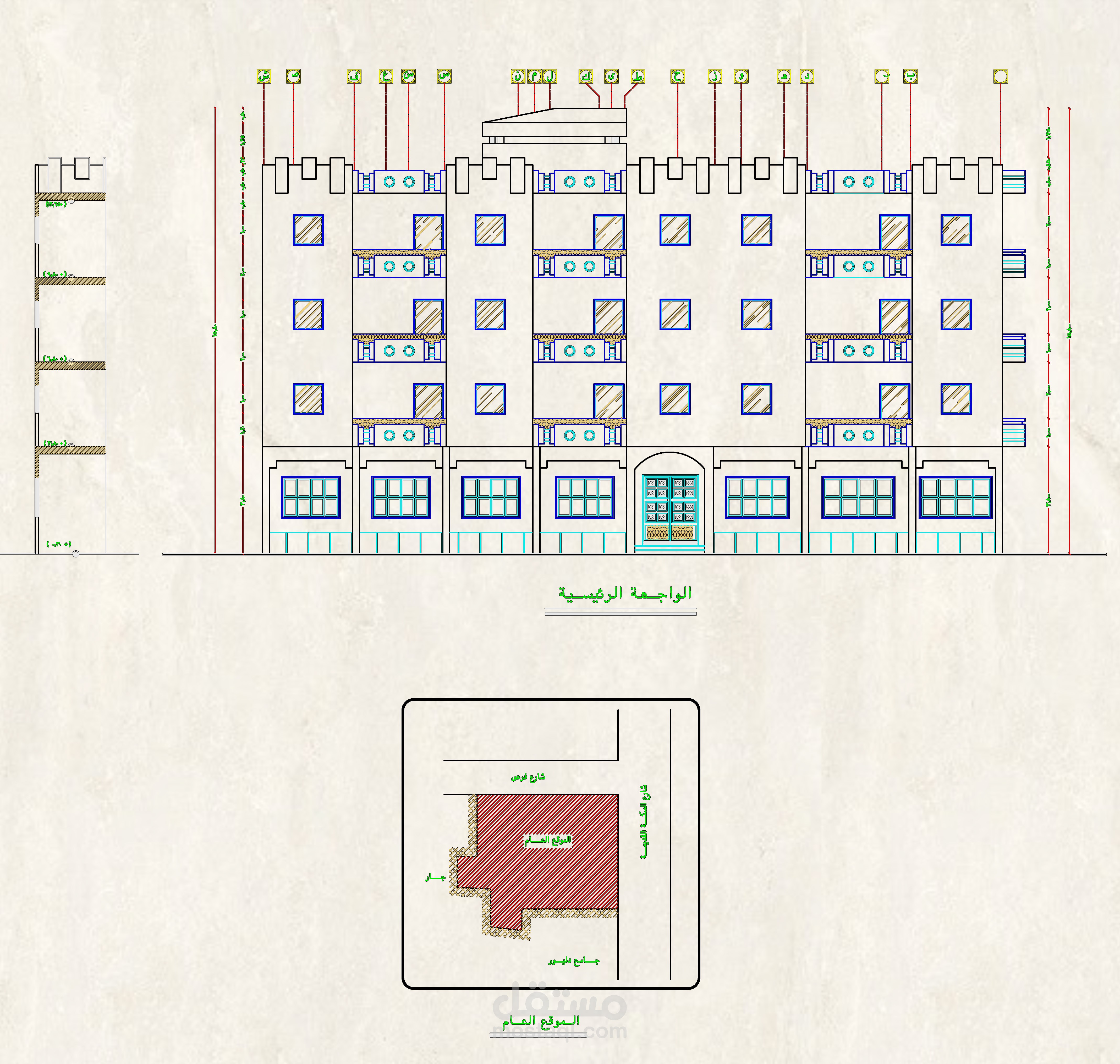 تصميم معماري لمبنى سكني متعدد الأدوار