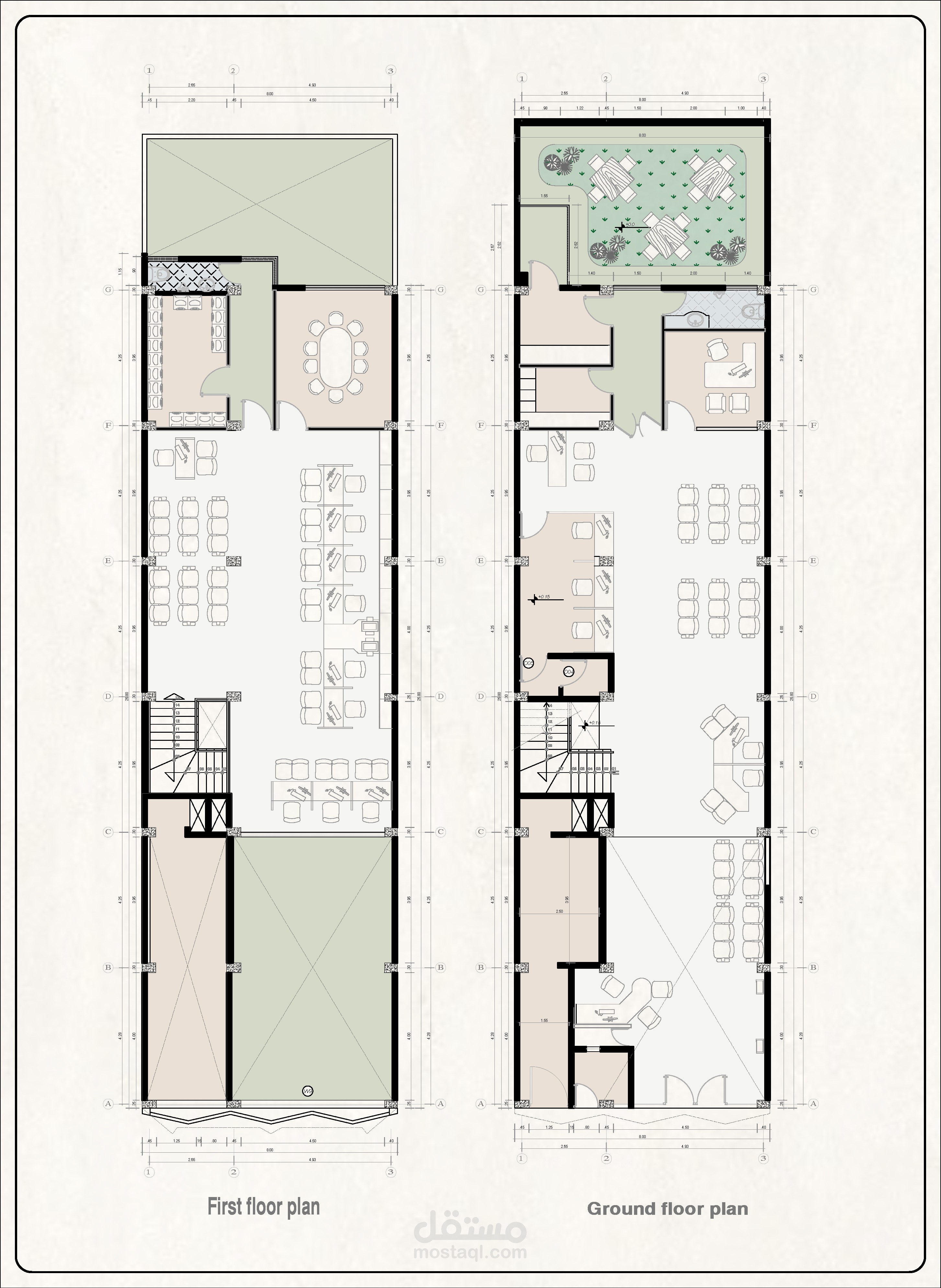 تصميم معماري ومخططات تنفيذية لمبنى إداري