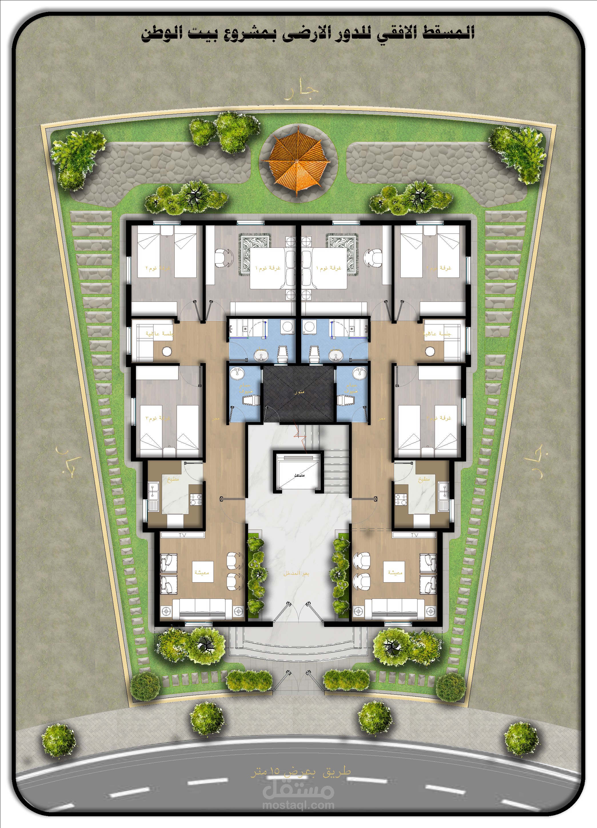 تصميم معماري وإعداد المخططات التنفيذية لعمارة سكنية