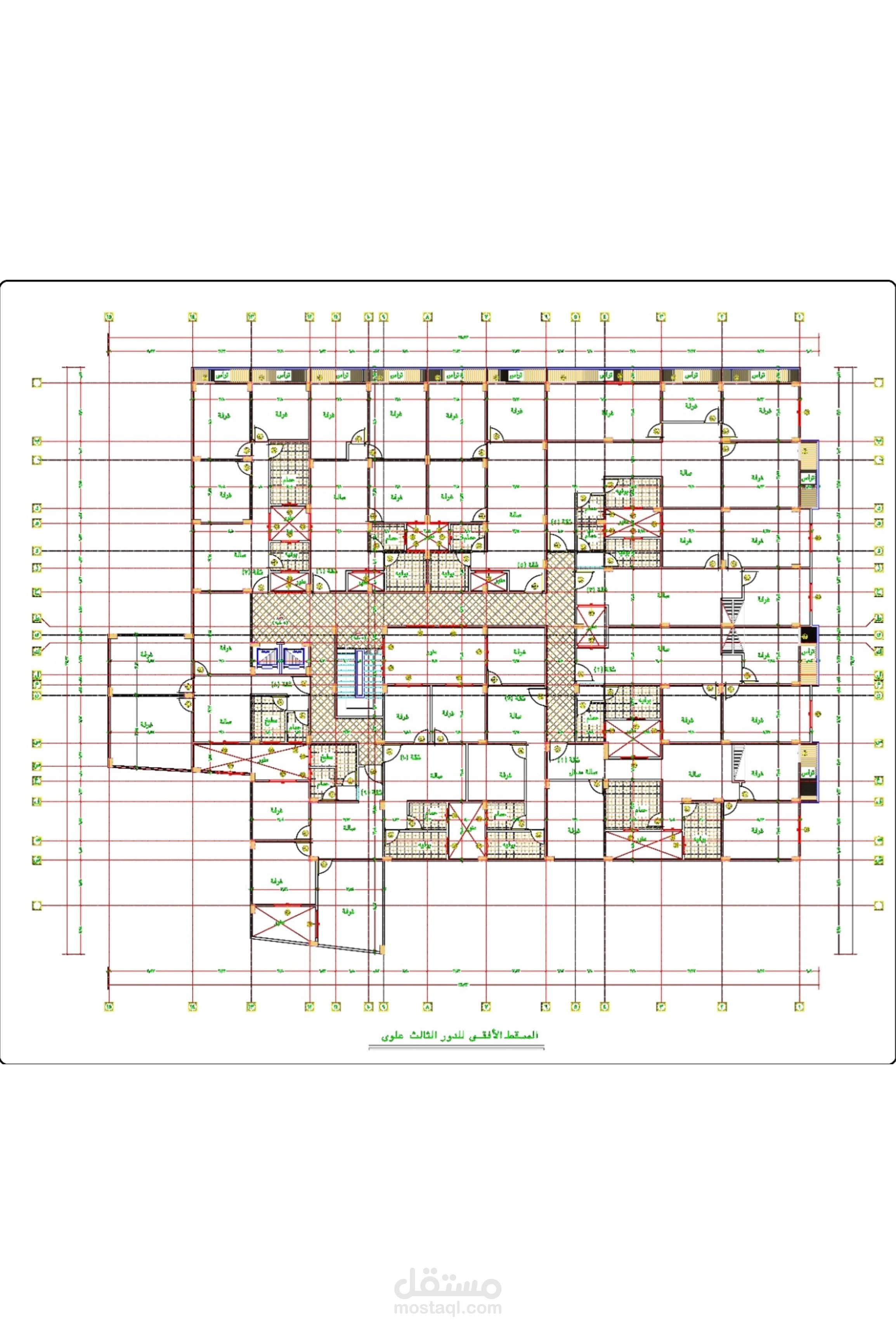 تصميم معماري لمبنى سكني متعدد الأدوار