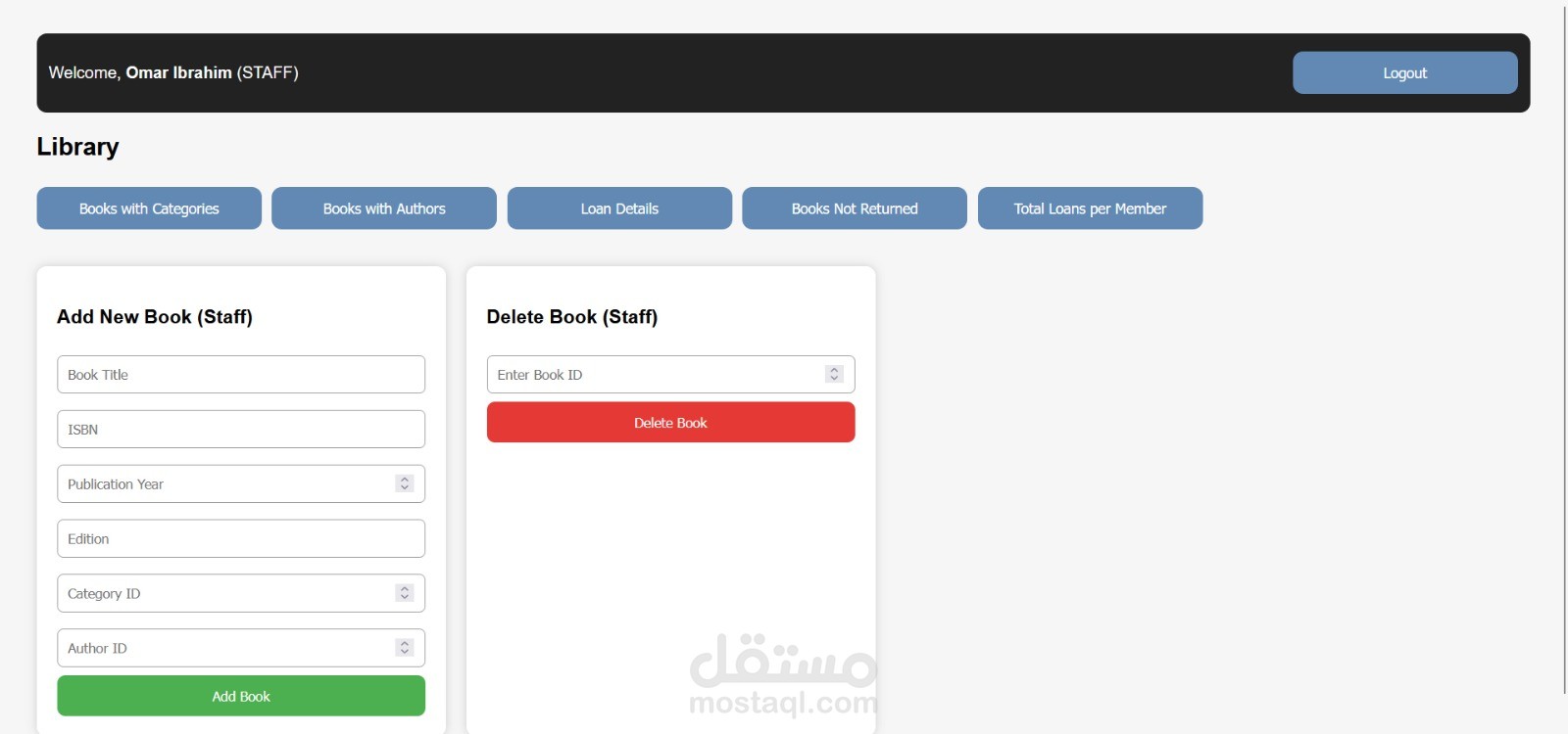 Library Data Base  Management System