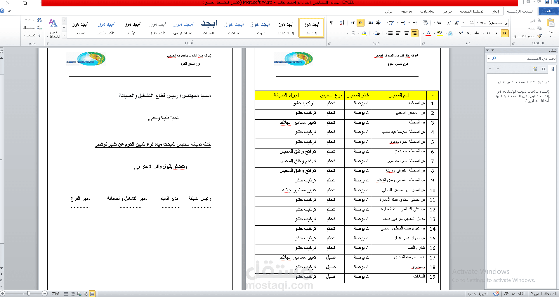 شركة مياه الشرب والصرف الصحى