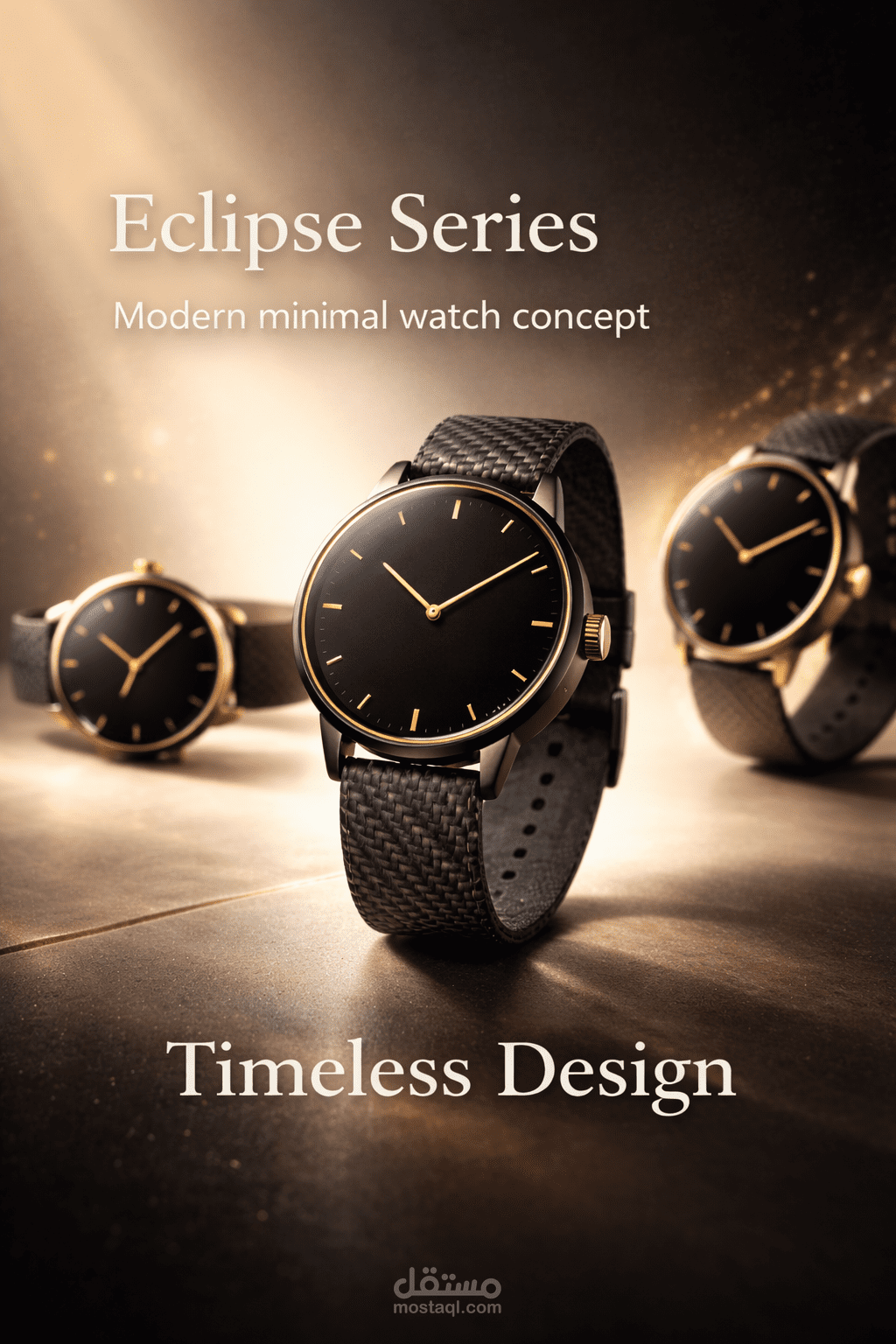 تصميم إعلان بصري فاخر لساعة يد بأسلوب تسويقي احترافي