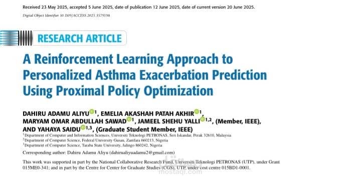 A Reinforcement Learning Approach to Personalized Asthma Exacerbation  Prediction Using Proximal Policy Optimization
