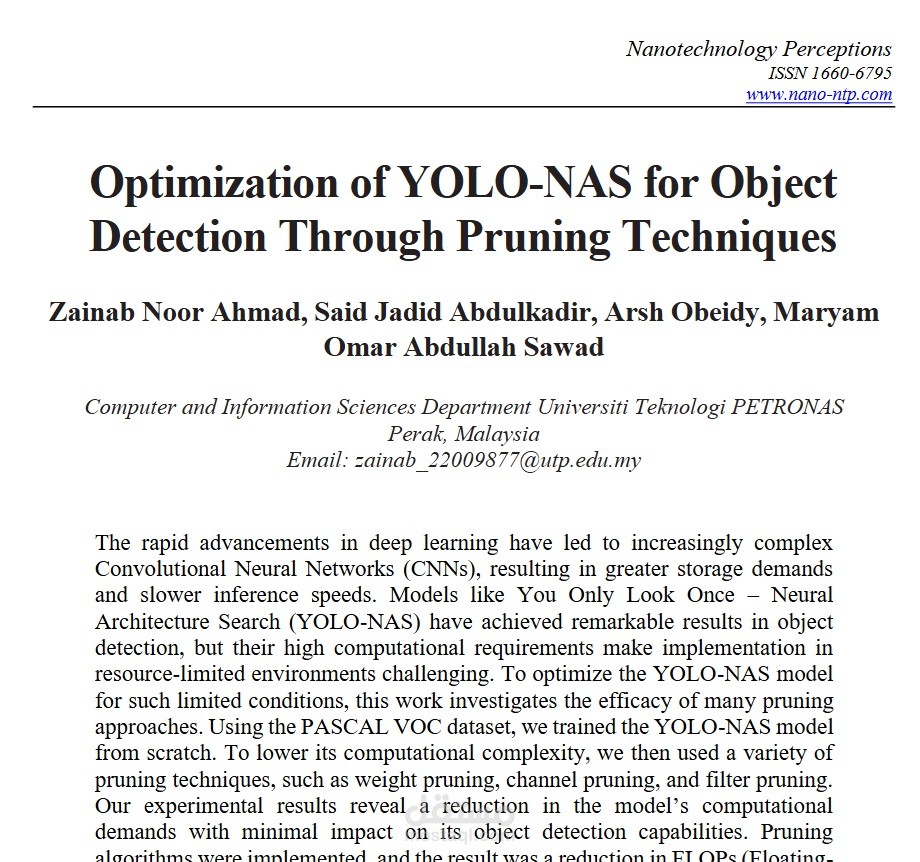 Optimization of YOLO-NAS for Object Detection Through Pruning Techniques