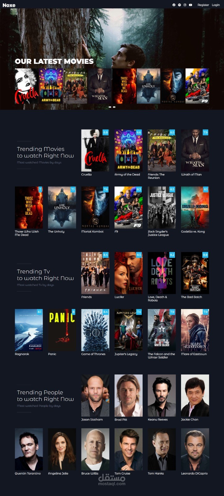 تصميم و تطوير موقع أفلام و تلفزيون باستخدام React و TailwindCSS