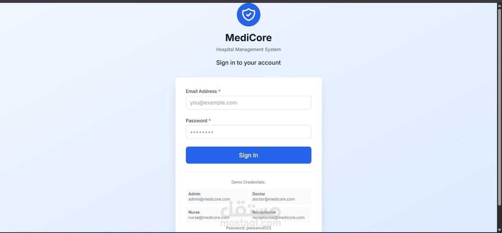 نظام إدارة مستشفى – MediCore