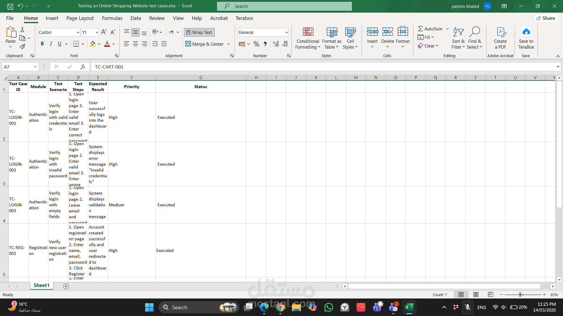 Testing an Online Shopping Website