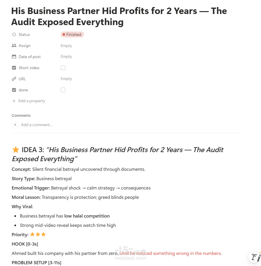 كتابة قصة خيالية قصيرة عن خيانة صاحب احمد في البزنس