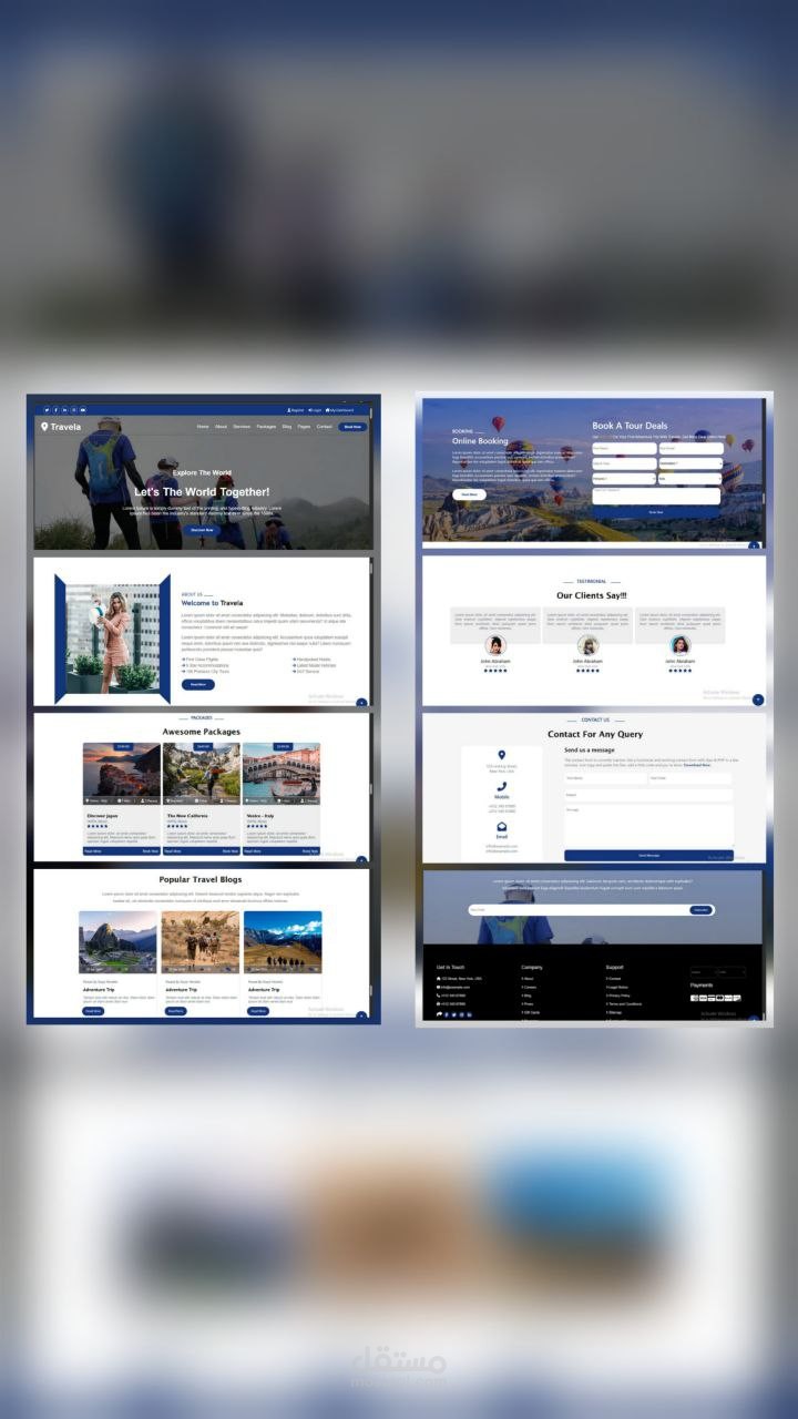 Landing Page لموقع سياحي “Travela” – تصميم واجهة Front‑End