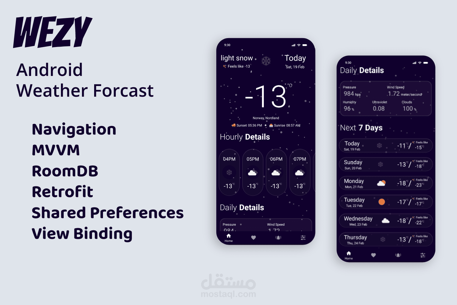 تطبيق الطقس - WEZY | weather app