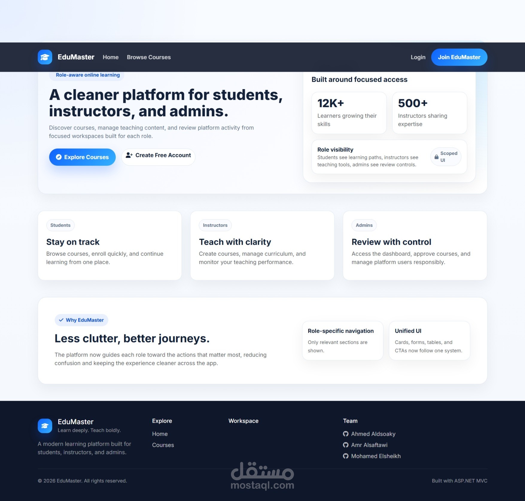 منصة تعليم إلكتروني متكاملة باستخدام ASP.NET Core