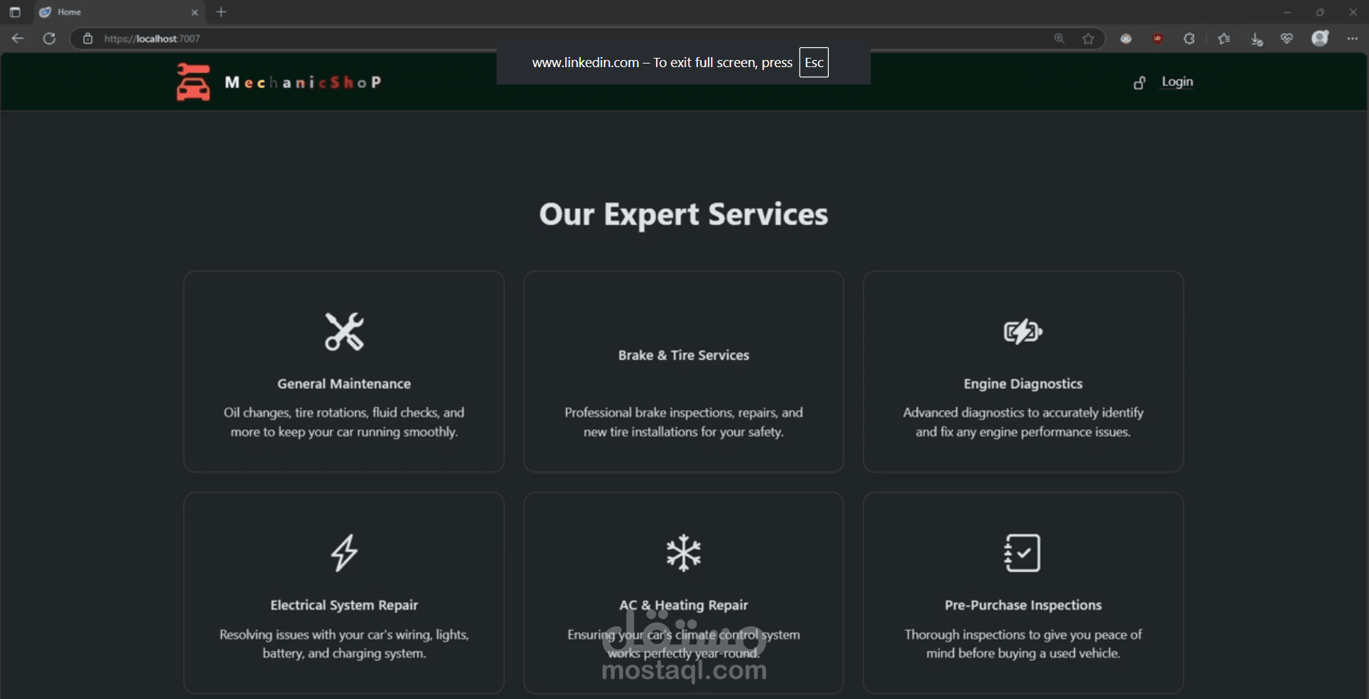 نظام إدارة ورشة عمل باستخدام ASP.NET Core