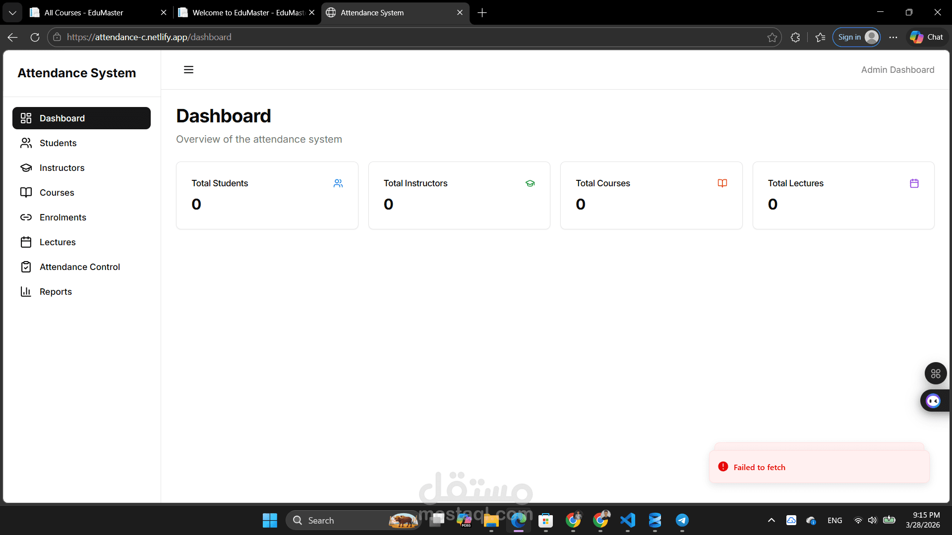 نظام حضور وانصراف ذكي مع تحكم لحظي باستخدام ASP.NET Core