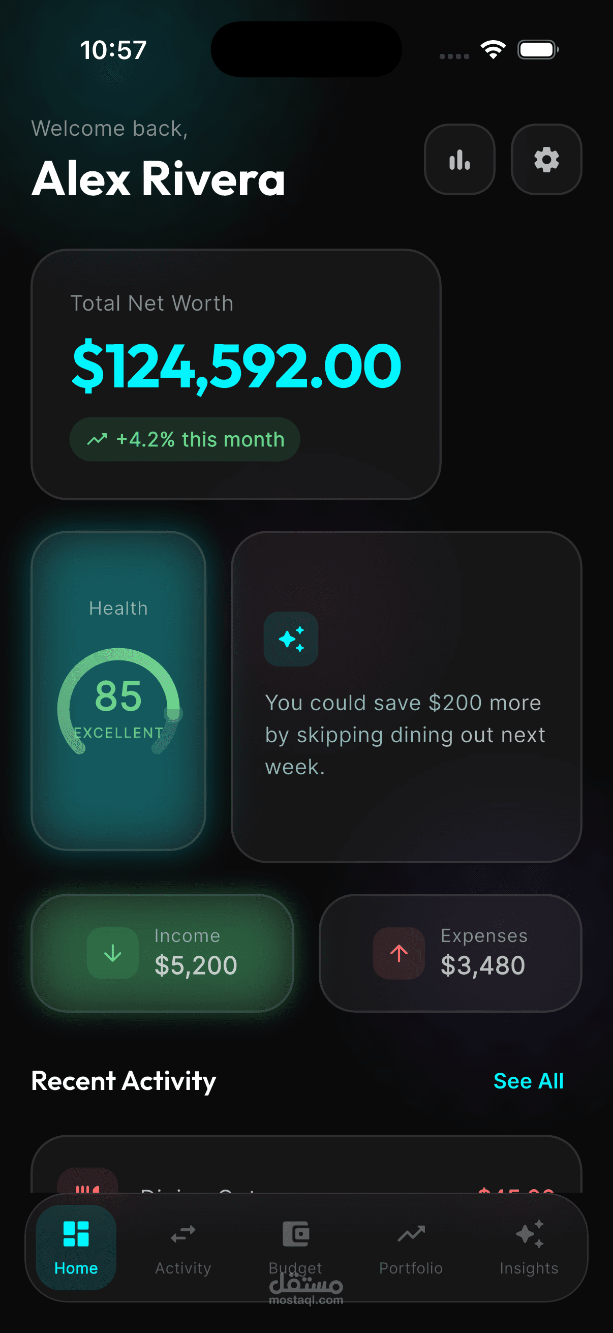 Finance App تطبيق إدارة الأموال والاستثمارات الذكي