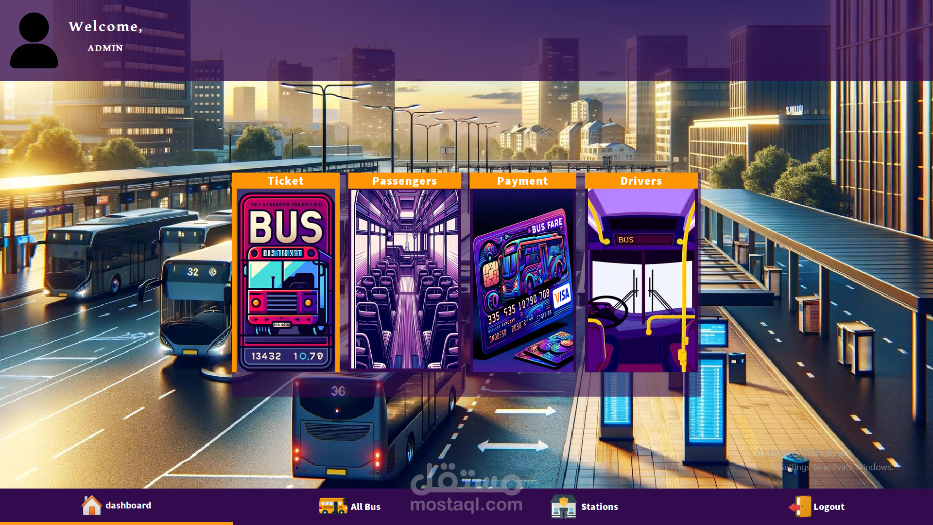 تطبيق Desktop لإدارة وحجز تذاكر الأتوبيس (Java Swing) مع تسجيل دخول وإدارة الركاب والسائقين والمحطات