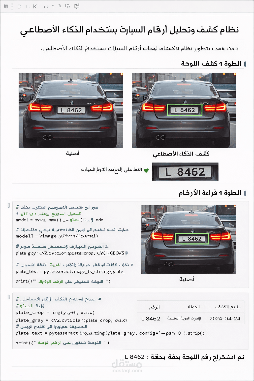 نظام كشف وقراءة لوحات السيارات باستخدام الذكاء الاصطناعي