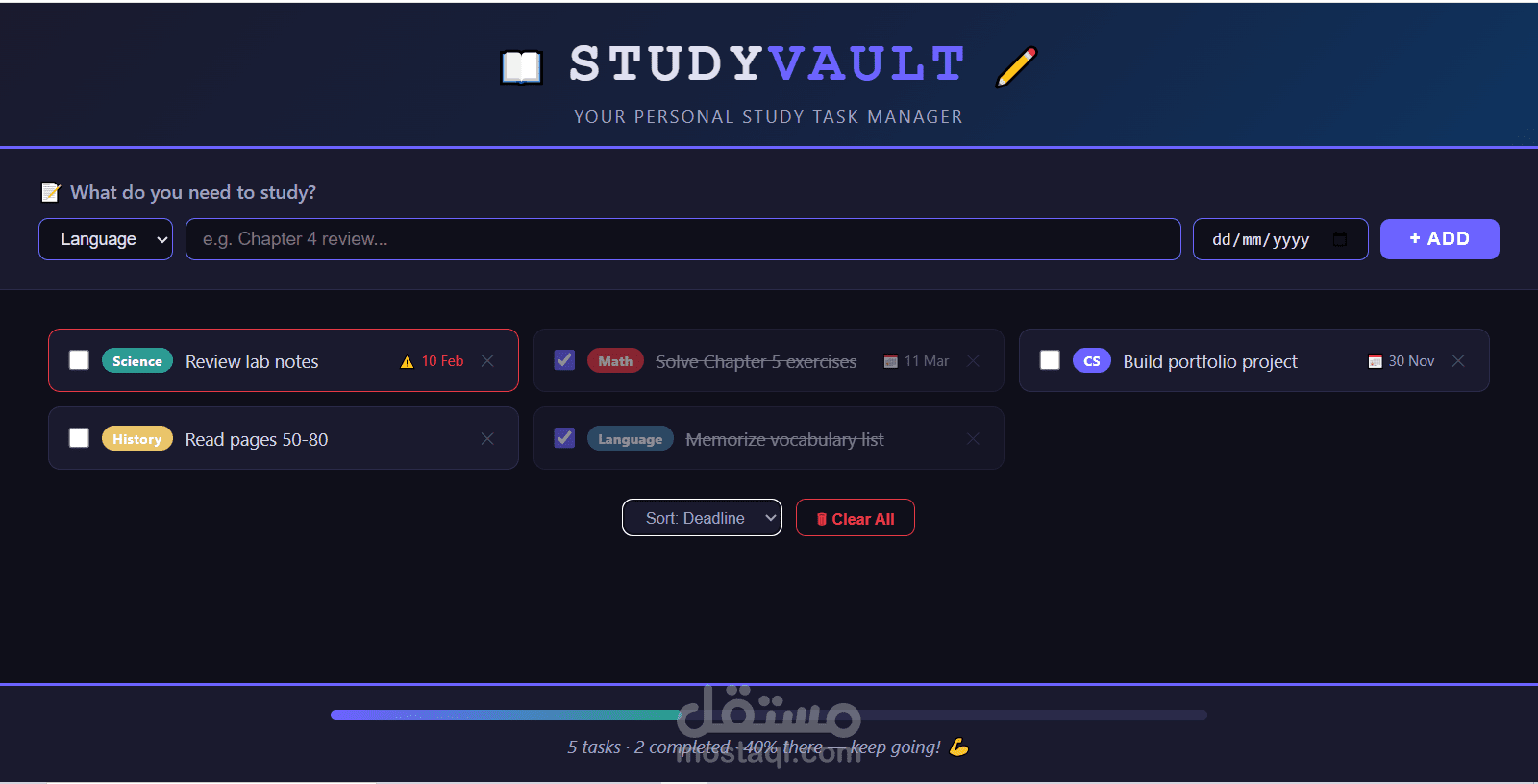Study Task Management System