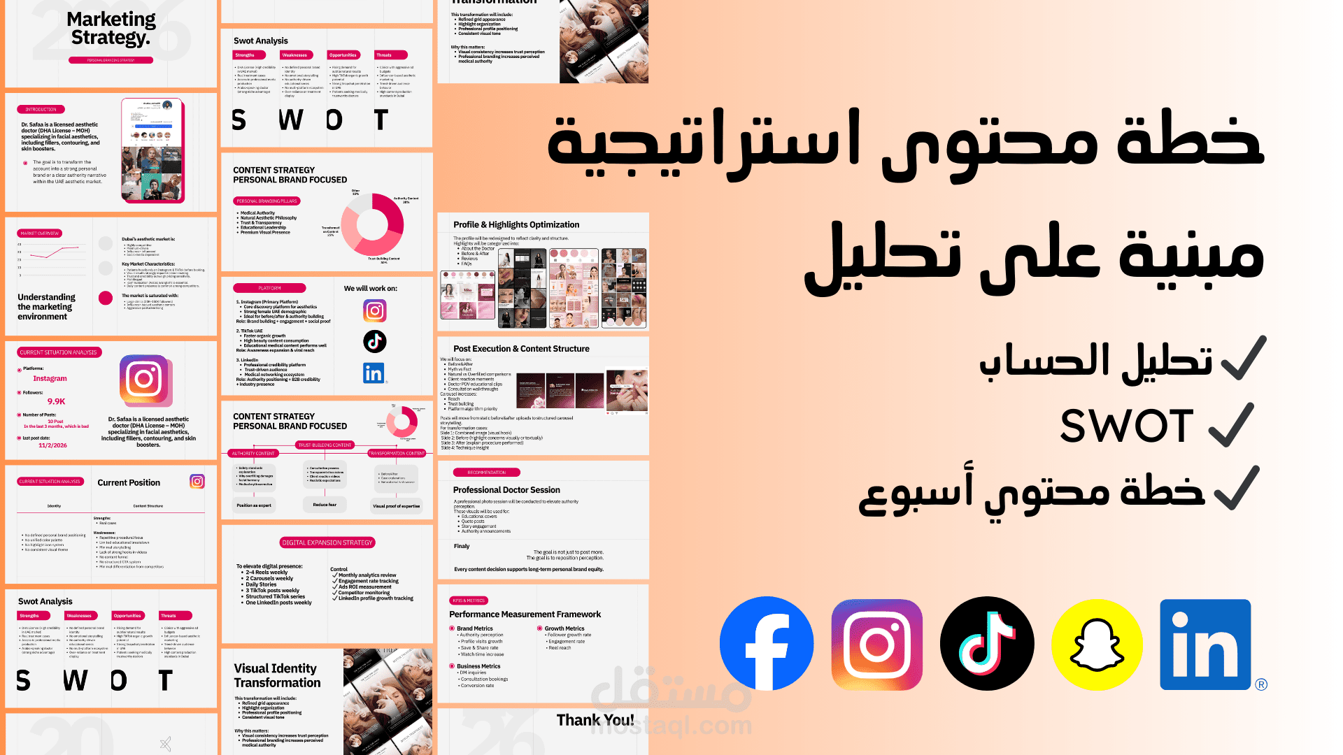 إعادة بناء استراتيجية محتوى وتموضع براند شخصي لطبيبة تجميل في سوق الإمارات